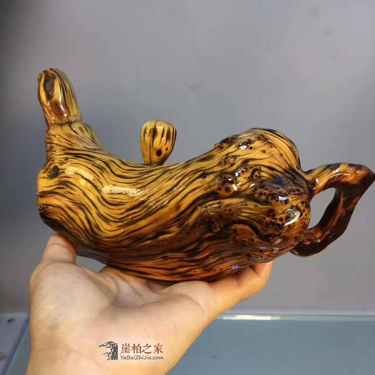 崖柏太行虎皮纹小工艺品《把把壶》造型可爱适合把玩-1